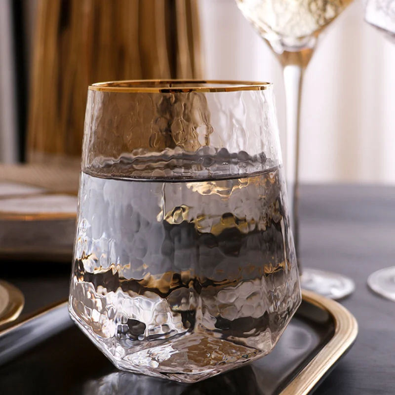 2 Pcs Wine Glasses Home Hammered Goblet Creative Glass Cups Red Diamond Champagne Brandy Wedding Luxury Drinkware | Дом и сад