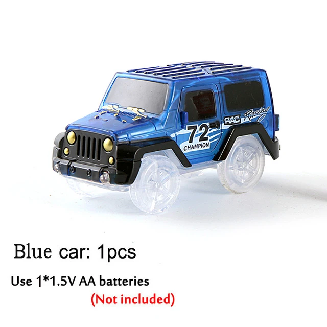 1 blue car Гоночный изгиб рельсовый Трек светодиодный электронный флэш-светильник Автомобиль DIY игрушка детский подарок железная дорога волшебный светящийся гибкий трек автомобиль игрушки для детей - Цвет: 1 blue car