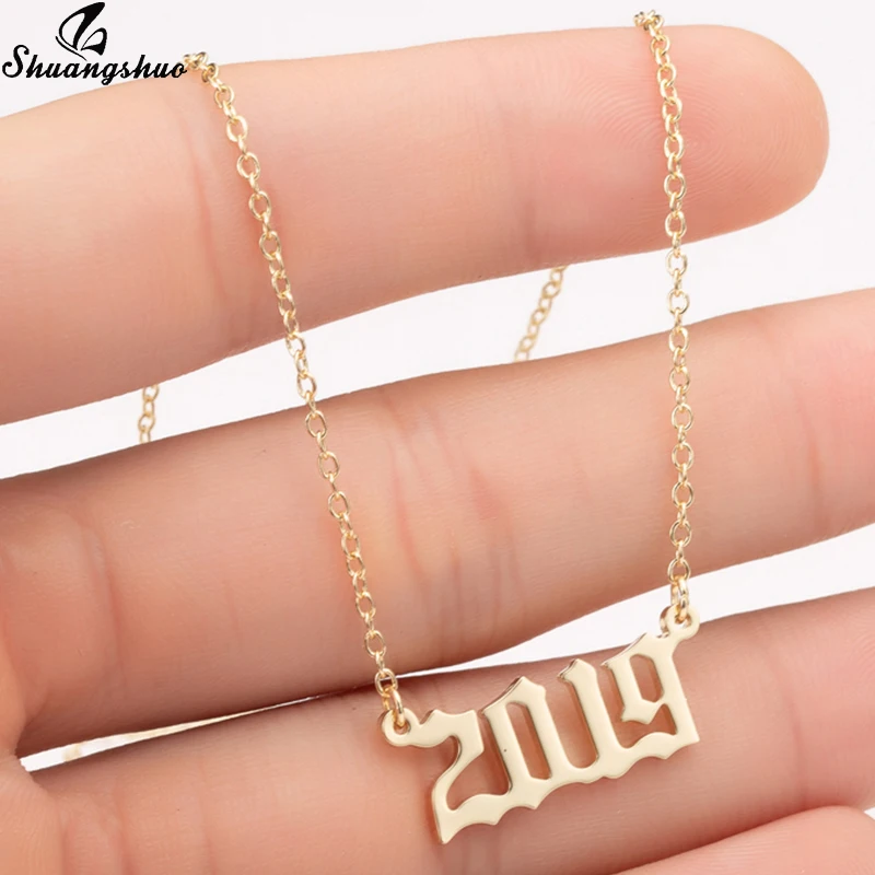 Ожерелье женское из нержавеющей стали с подвеской в виде цифр на год рождения