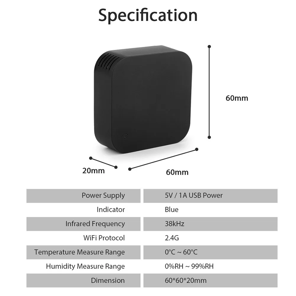 

S06Pro IR Remote Control Smart WiFi Universal Infrared Tuya App Control for Air Conditioner TV DVD Temperature Humidity Works