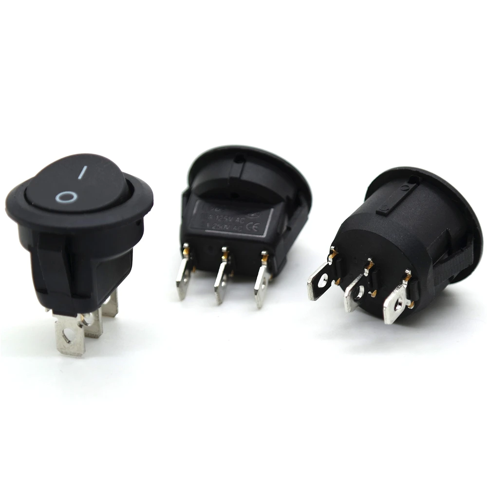 KCD1 Round Shape Rocker Switch 2/3 Position black ON-OFF Pin Electrical Equipment With Lighting Power 16.5mm 23mm red light |