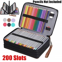 pu leather school pencil case 200 holes large capacity colored pencil bag box multi functional pencilcase for art supplies gift