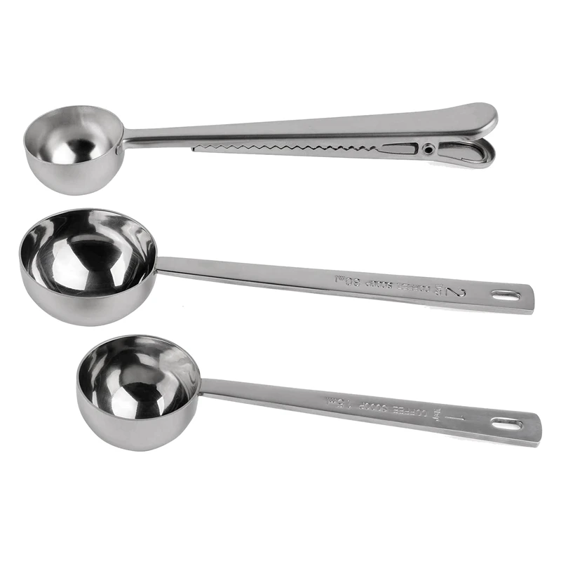 

3 Pack Coffee Measuring Scoop,Stainless Steel Coffee Spoon Clip,Long Handle Spoon(15Ml&30Ml),for Coffee,Milk Powder,Tea-ABUX