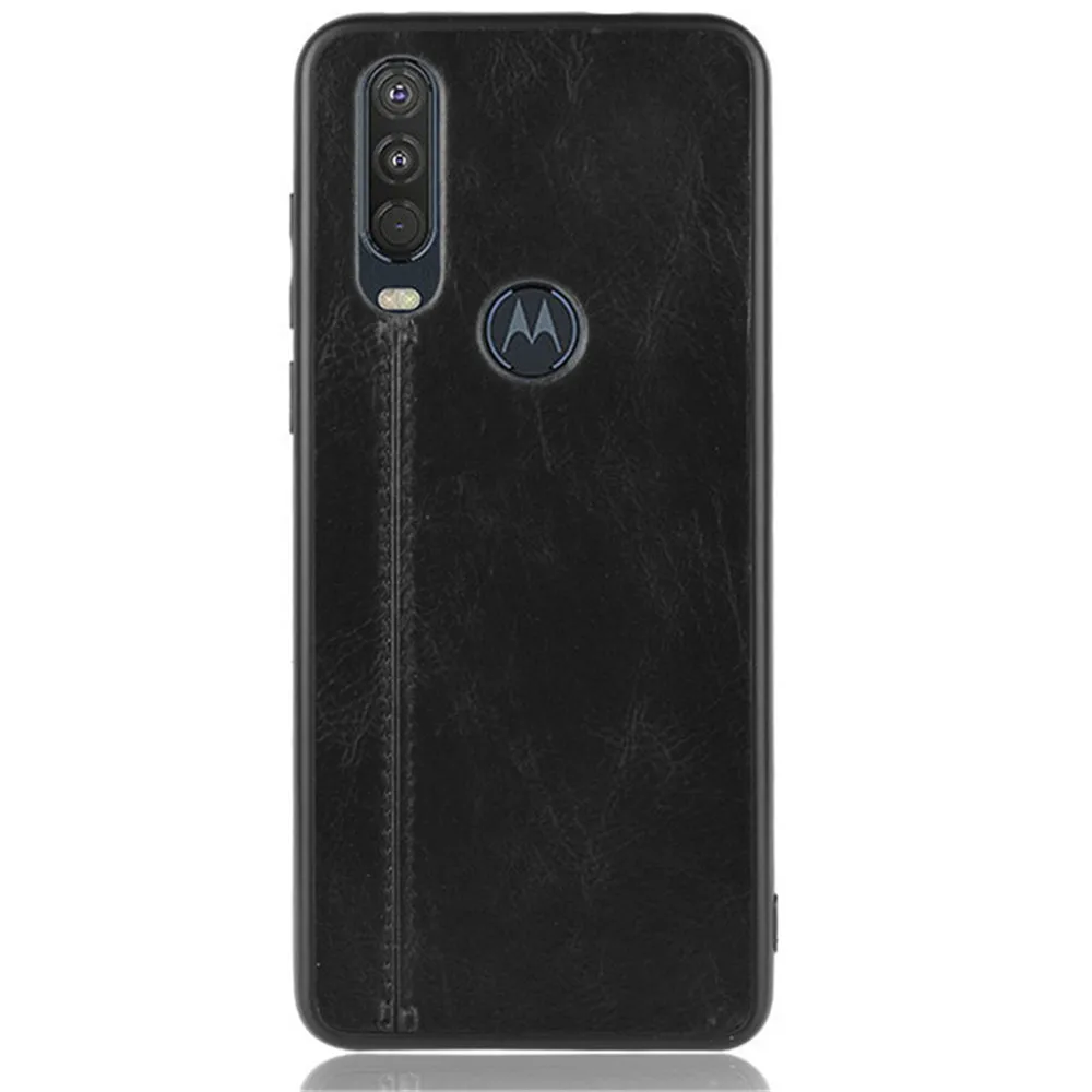 Чехол для Motorola Moto One Action Роскошный Жесткий чехол из телячьей кожи с линиями 6 3