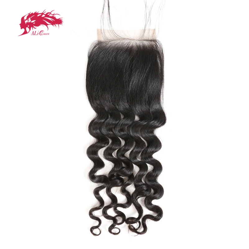 Естественное волнистое закрытие 4 × кружевное естественного цвета швейцарское