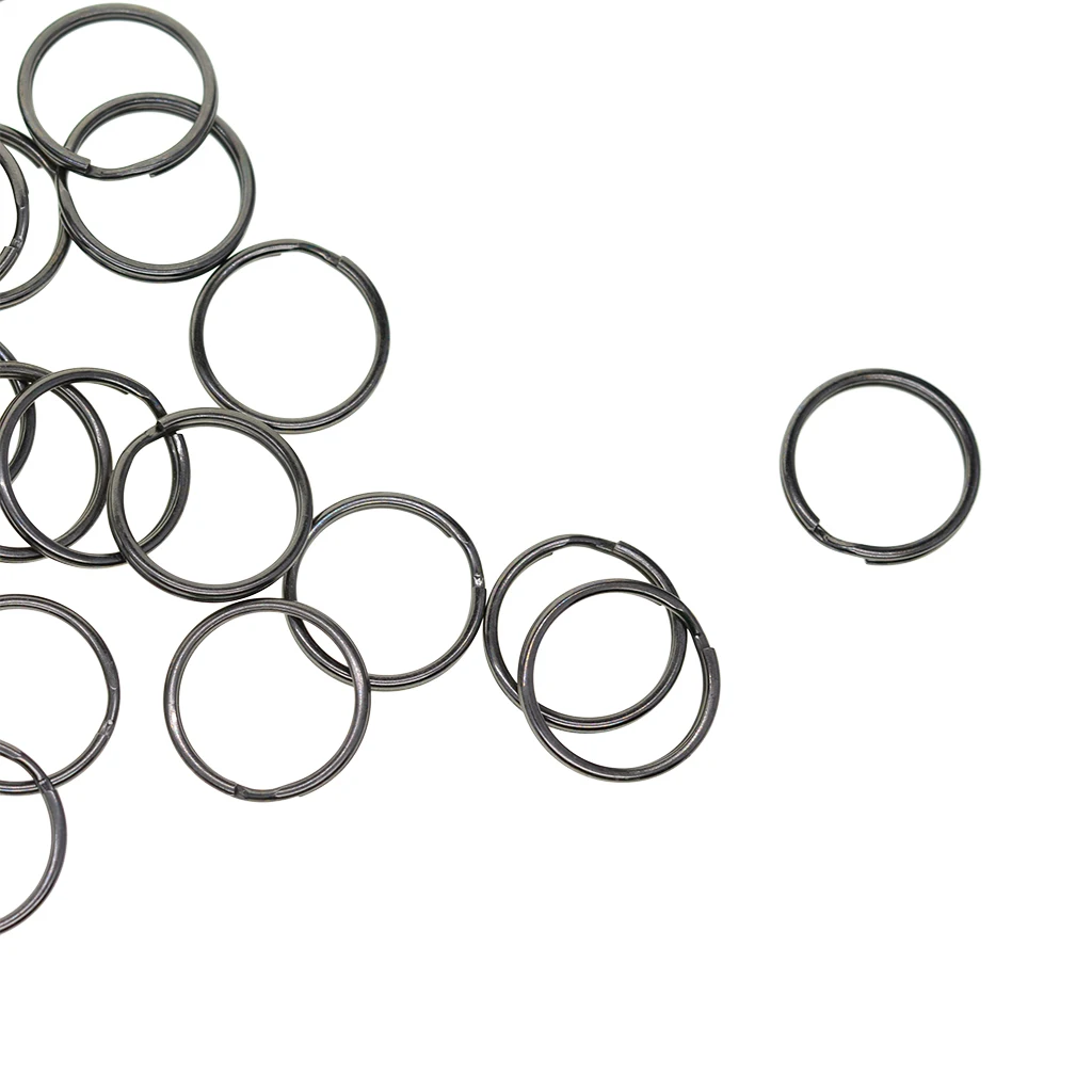 

100Pcs Split Open Jump Connector Keyfob Key Chain Loop 18mm Black