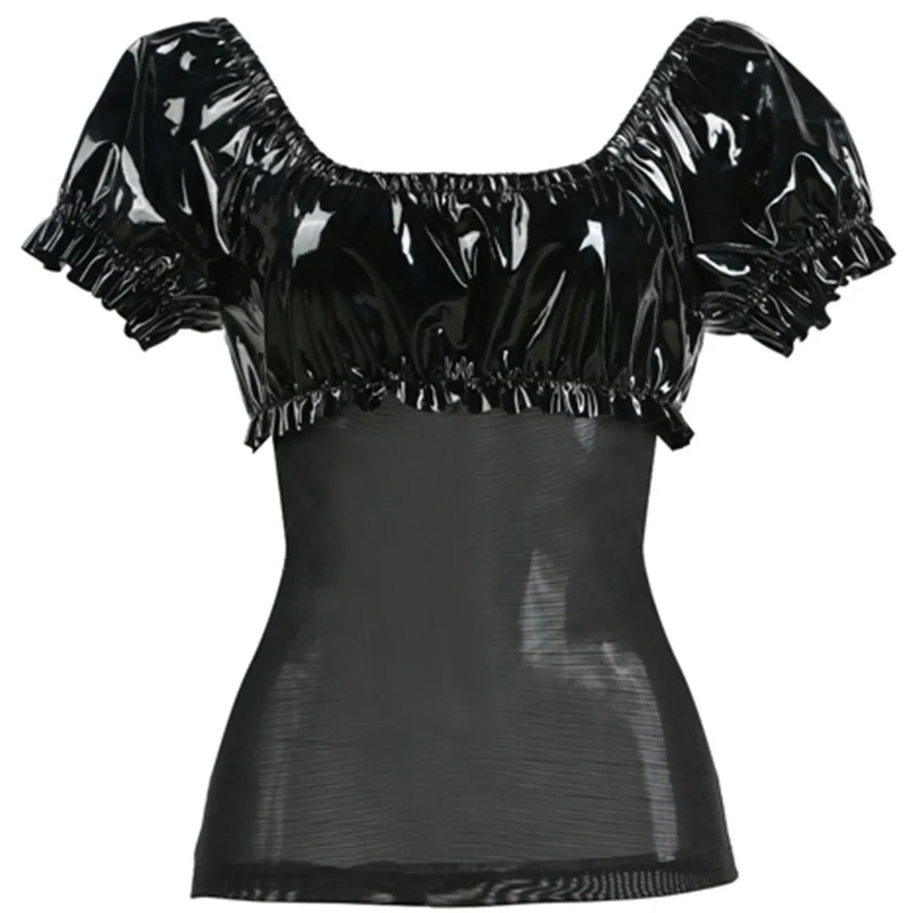 _ 2020 новая Готическая плиссированная футболка в стиле панк сетка пэчворк кроп топ