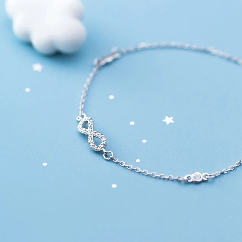 Браслет из стерлингового серебра 925 пробы Бесконечность любовь Роскошные