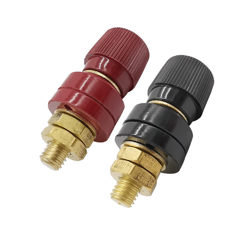 

Red Black Plastic Shell M8 Brass Binding Post Terminals Connector 555 Type 8mm Male Plug 200A High Current Cable Wiring Terminal