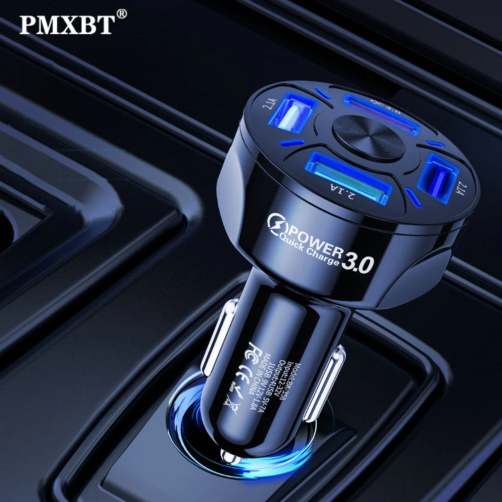 

Car Charger 4 Ports USB Universal Fast Charging QC3.0 QC4.0 For iPhone 12 Xiaomi Samsung Phone Multi-usb Charger Adapter in Car