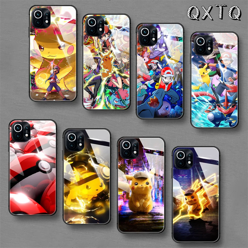 

Pikachus-Anime-P-Pokemons Tempered Glass Phone Case For Xiaomi Mi 8 9 10 11 T Max Pro Lite Poco F X 2 3 Nfc Ultra Cover Cell