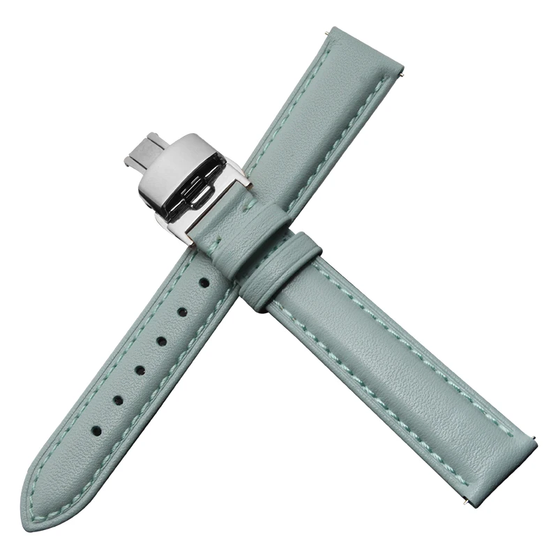

Genuine leather bracelet womens watchband plain wristwatches band blue pink gray color watch strap 14 16 18 20 mm soft band