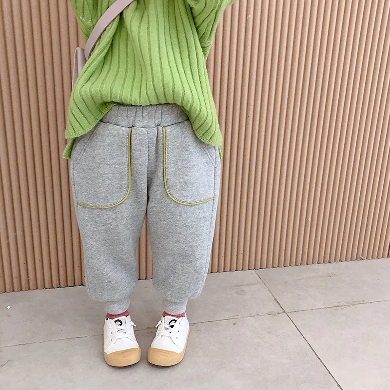 Зимние хлопковые плотные спортивные штаны из мягкого флиса для мальчиков и