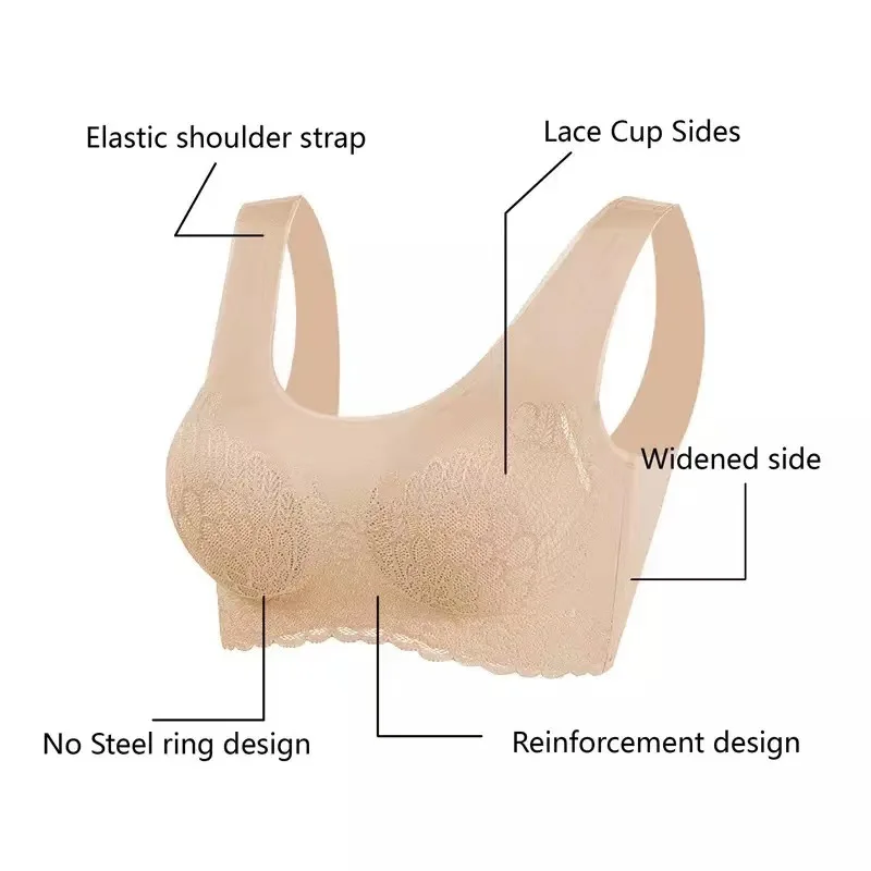 

Female Bra Lace Seamless Sexy 4X BH Plus Size Push Up Underwear Vest Coat The New Breathable Comfortable Full Bra With Fashion