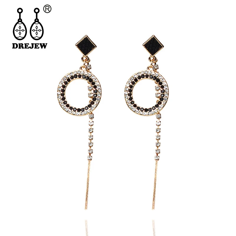 DREJEW черные маленькие квадратные большие круглые геометрические серьги