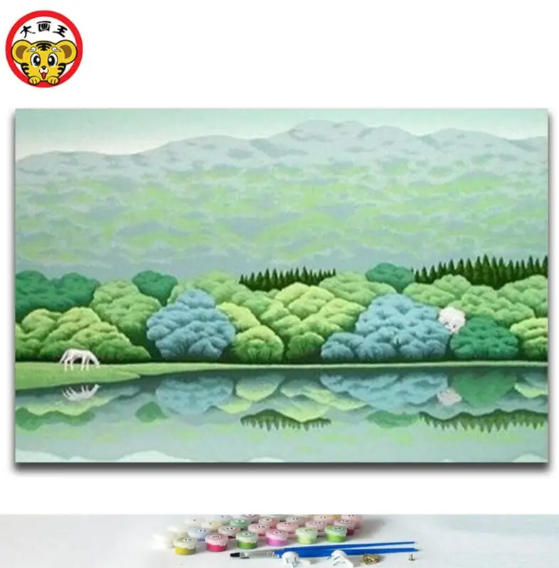 painting by numbers art paint number Popular DIY home decor White Horse in the Forest | Дом и сад