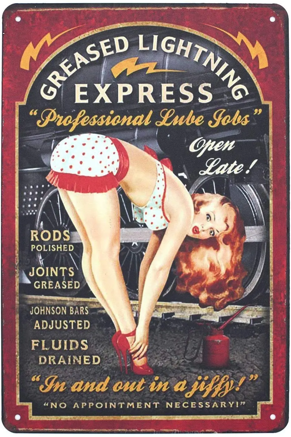 

AIDANDAN Bar Rules Tin Sign Aero Mechanics Mate Pin Up Girl Full Service HangarOld Design Tin Signs Vintage Metal 20 X 30 cm