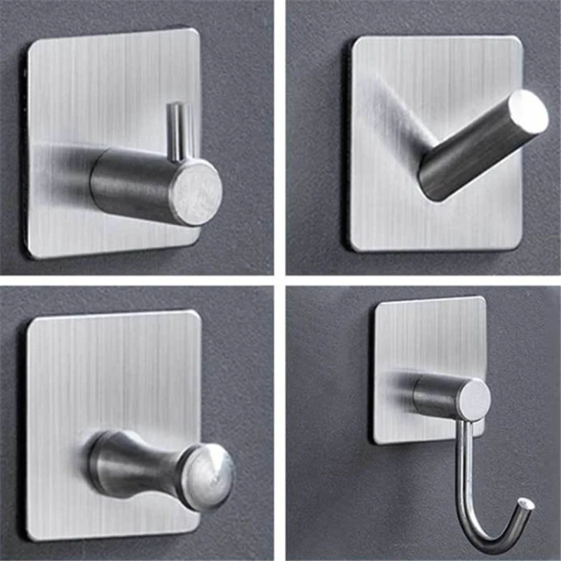 

4 Kinds Stainless Steel Robe Hook Wall Hook Towel Hook for Bathroom Coat Rustproof Hook Hanger for Kitchen Hardware