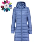 90% пуховик белого цвета на утином пуху 2021 женская зимняя куртка пуховик для девочек длинное теплое пальто для женщин с капюшоном Парка на пуху теплая женская одежда Водонепроницаемый