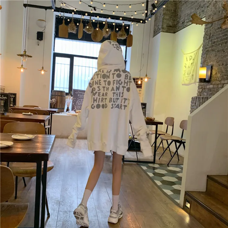 Harajuku/осень, Толстовка для странников в стиле панк, готика, корейский стиль, с буквенным принтом, топы с длинными рукавами, длинные толстовки