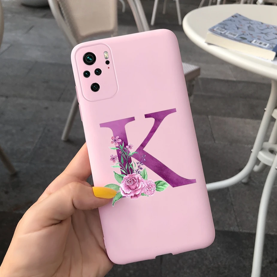 For Xiaomi Redmi Note 10 Case Note 10S Cute 26 Flower Letters Phone Cases For Xiaomi Redmi Note 10 Pro Note10 S Soft Slim Fundas