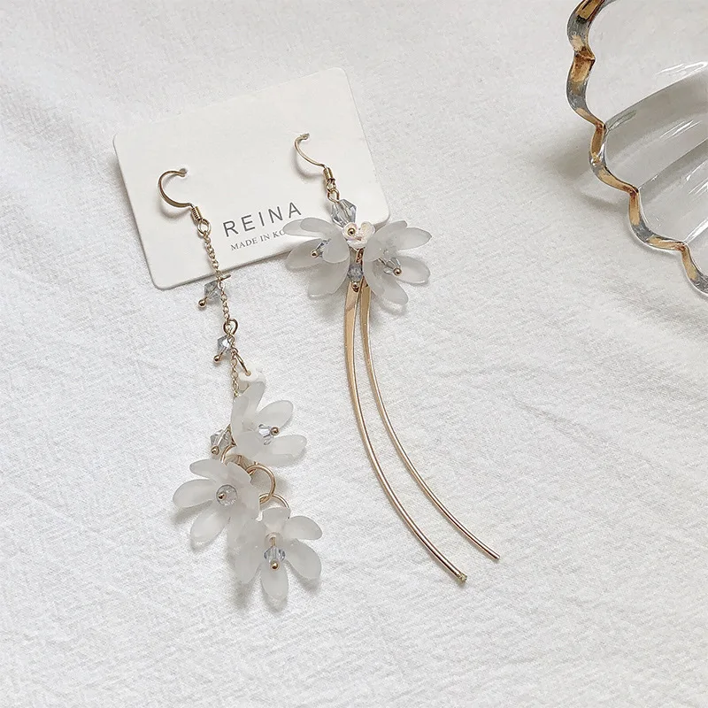 Корейские модные темпераментные длинные акриловые асимметричные серьги в стиле