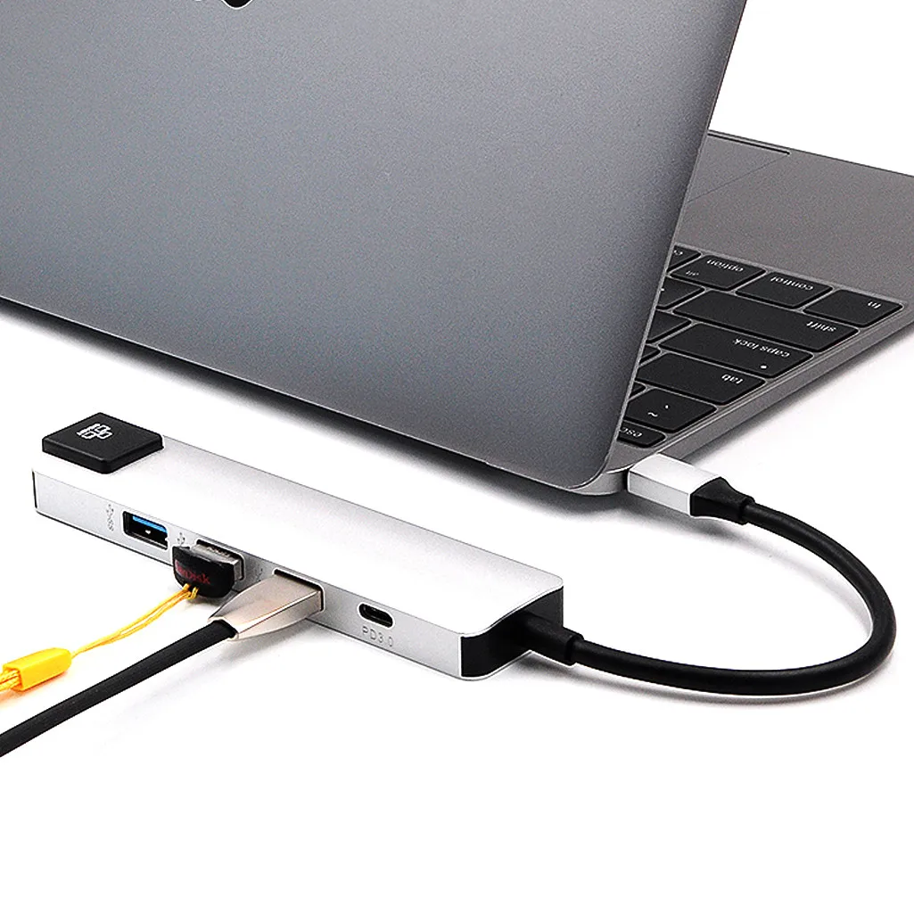 Новинка Heat 5in1 4K Hdmi USB C a Gigabit Ethernet RJ45 LAN адаптер 16x12x2 см|Кабели адаптеры и разъемы| |