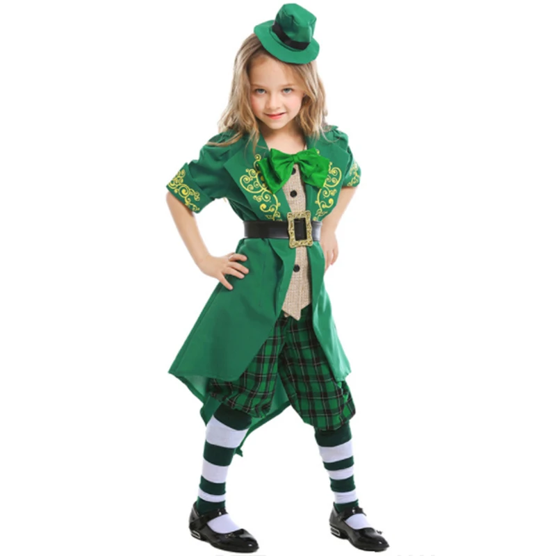 

Purim Girl St. Patrick's Day Costume Republic Of Ireland Green Elf Pixie Cosplay Carnival Halloween Fancy Party Dress