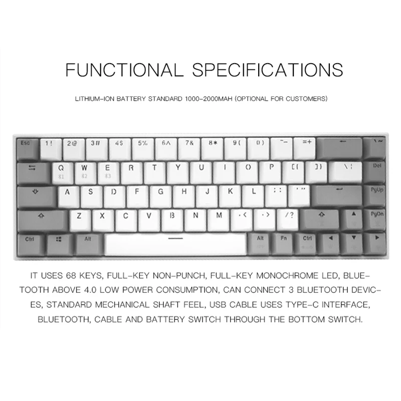 fl esports 68 keys hot swap socket gaming mechanical keyboard kailh box switch inside for pc laptop office work supportbluetooth free global shipping