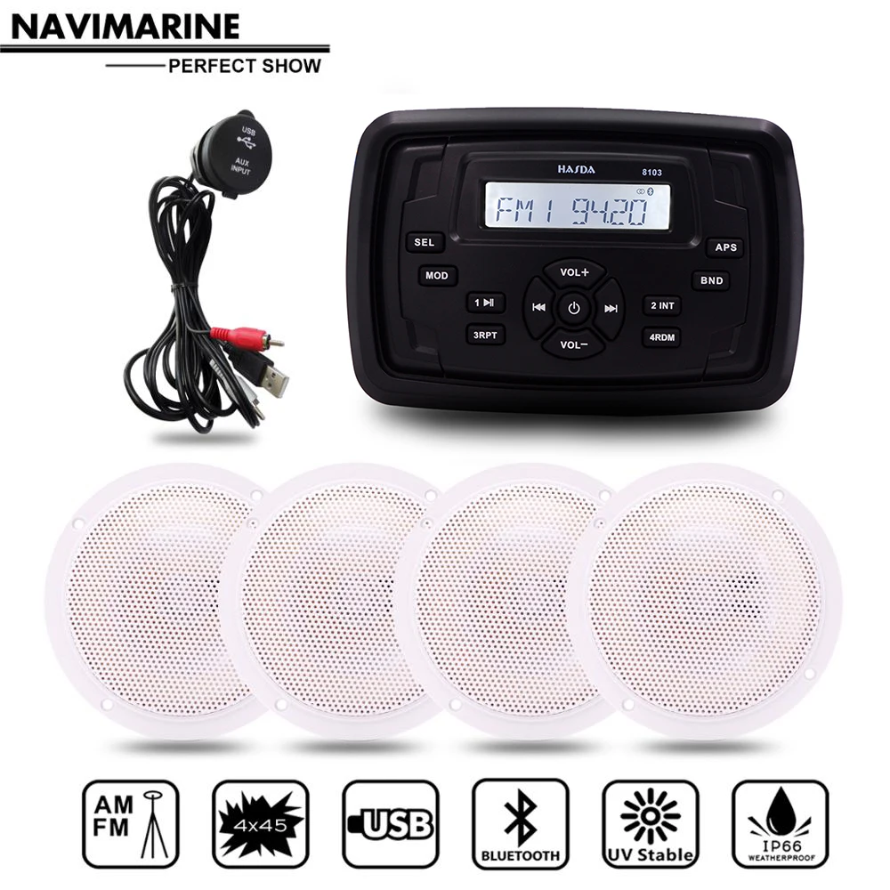 Водонепроницаемый морской радиоприемник стерео приемник Bluetooth FM AM Автомобильный