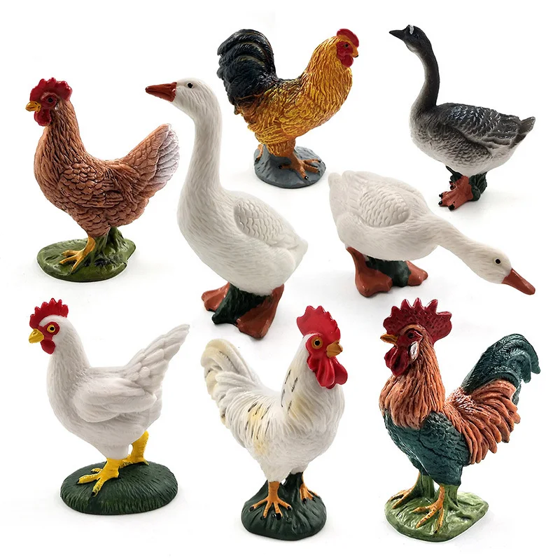 Миниатюрные украшения для дома лебедь курица модель животного петух аксессуары