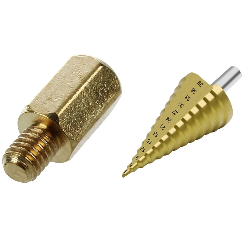 

50X PC PCB Материнская плата, латунная стойка M3 7 + 4 мм и 1 шт. 4-39 мм HSS, Круглый хвостовик, титановое покрытие, ступенчатое сверло