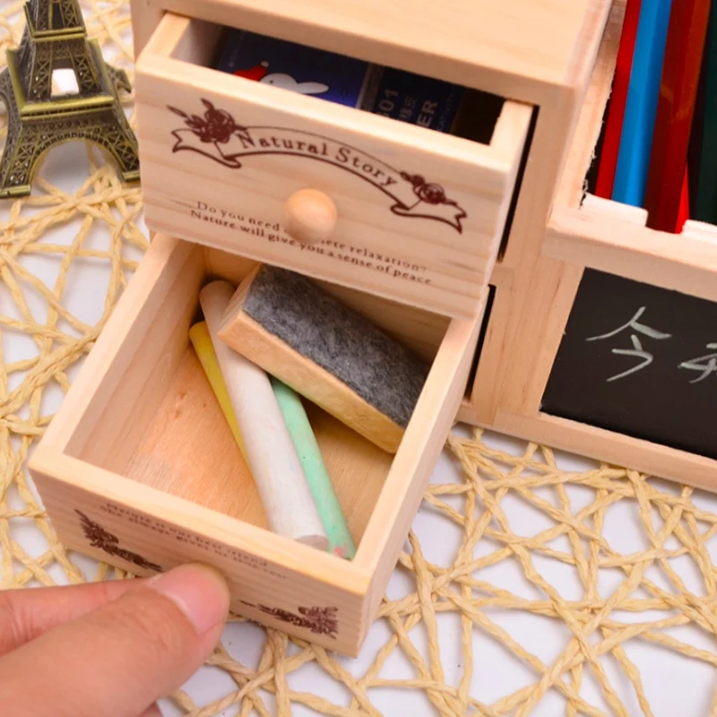 Деревянный креативный двойной ящик с держателем для школьной доски Настольный