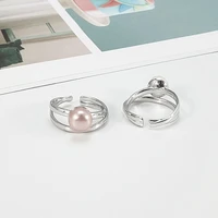s925 open silver ring japanese and korean fashion simple ins freshwater pearl ring female silver hand jewelry