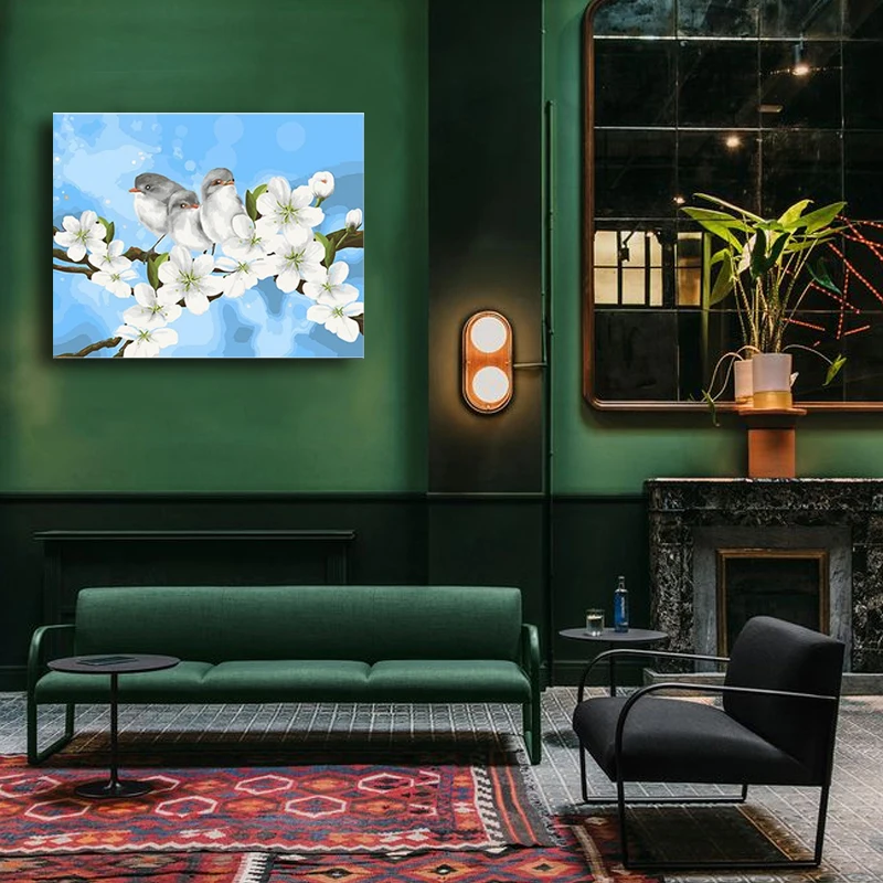 

Фотографии птиц рисунок Рельеф Живопись по номерам DIY масляные краски картинки для раскраски по номерам в рамке дома