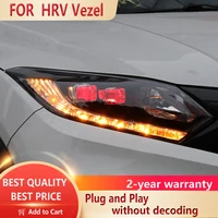 Car Styling  for HRV Vezel LED Headlight 2015-2018 Head Lamp Turn Signal LED DRL Double Lens Hid Bi Xenon Auto Accessories