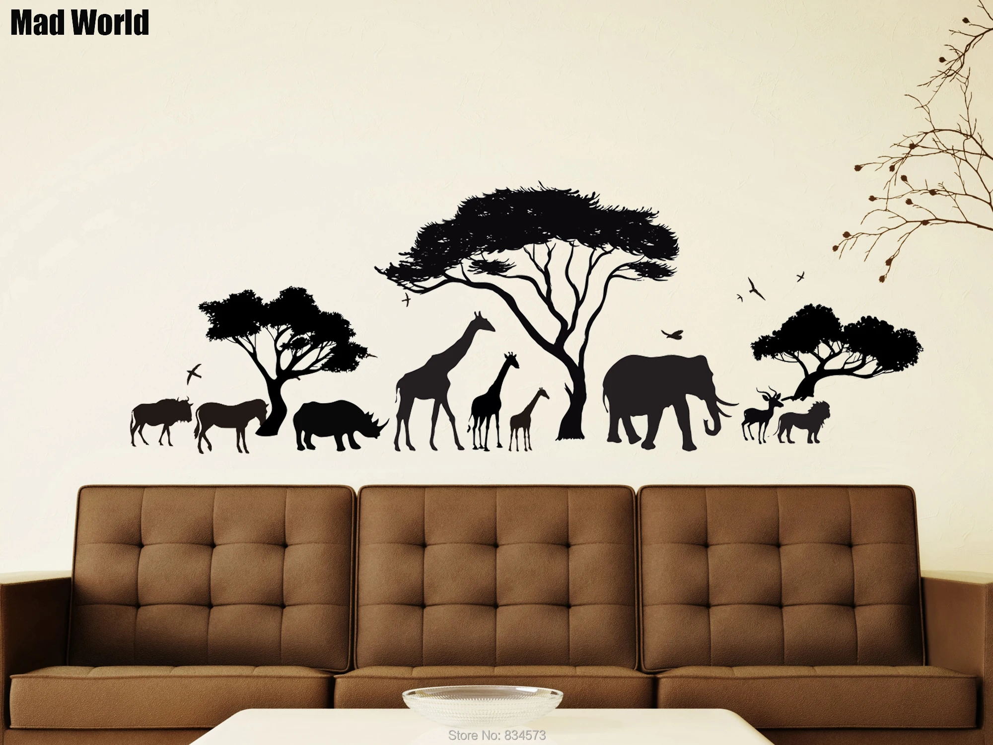 Сумасшедший мир-африканский сафари слон Животное Жираф настенные