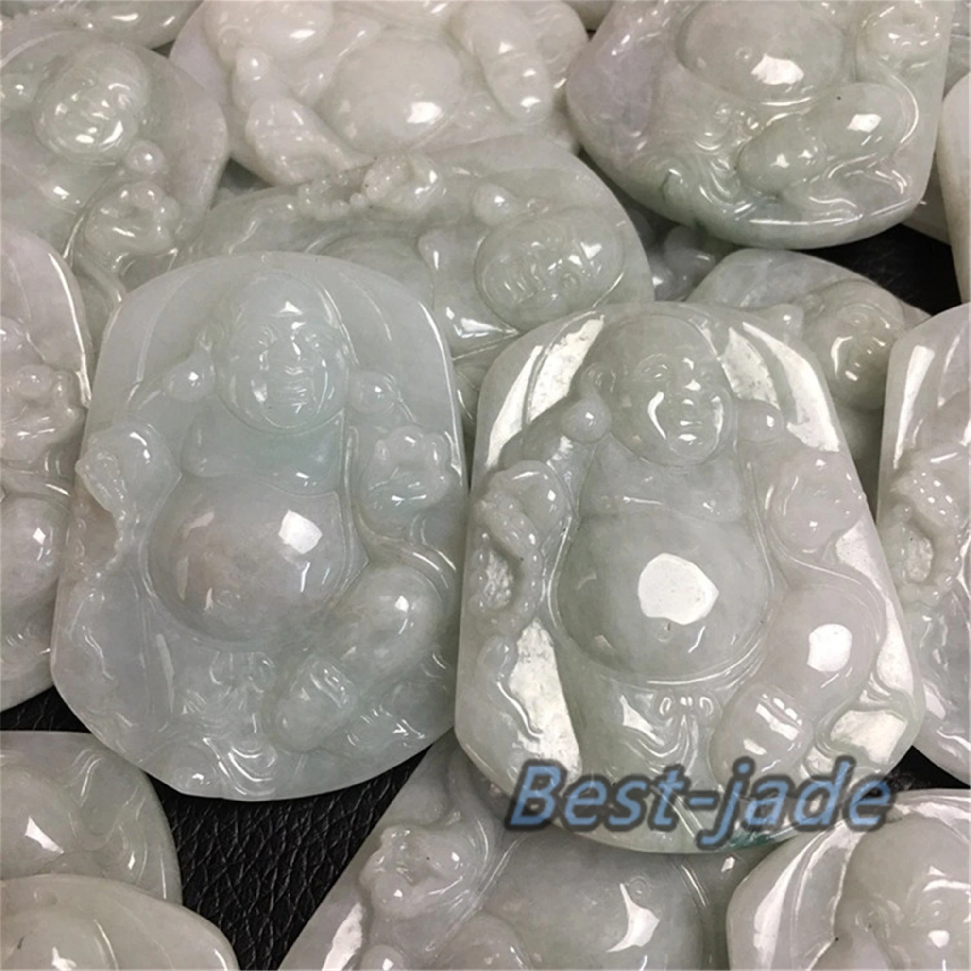 Подставка Будда Натуральный Белый Зеленый Класс нефритовый человек Бирма ЖАДЕИТ