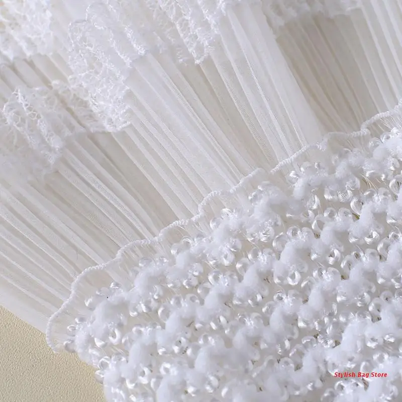 

1 Pair Women Girls Fake Flared Sleeves Layered Lace Pleated Ruched False Cuffs