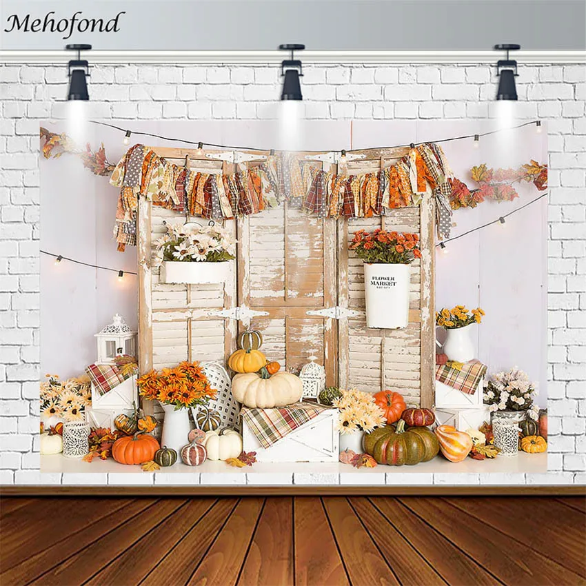 

Fall Backdrops Autumn Pumpkin Sunflower Board Plank Subject Photography Background Photo Studio Photophone Photozone Decor Props
