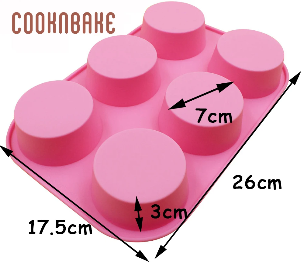 COOKNBAKE форма для Маффин кекса Силиконовая Форма для торта кондитерских изделий КРУГЛЫЙ пудинг хлеб выпечки инструмент 6 полости украшения торта инструмент - Цвет: SSCM-001-14