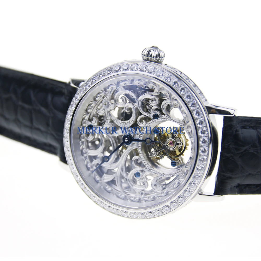 Sugess мужские часы летающие механические Тяньцзинь ST8000K турбийон движение