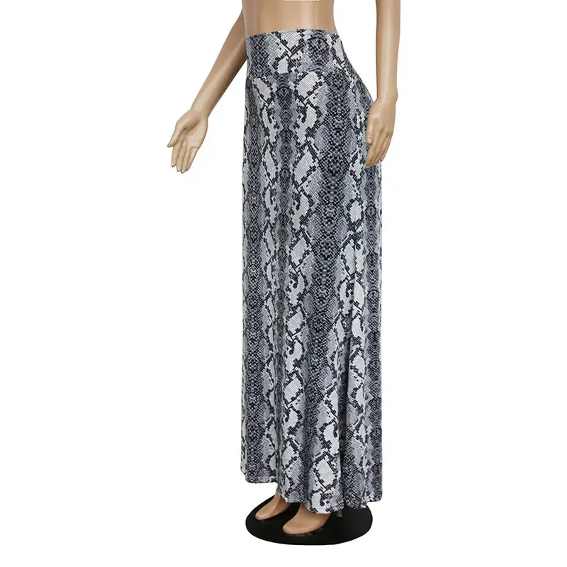 Женская юбка макси в пол повседневная облегающая пляжная из змеиной кожи с
