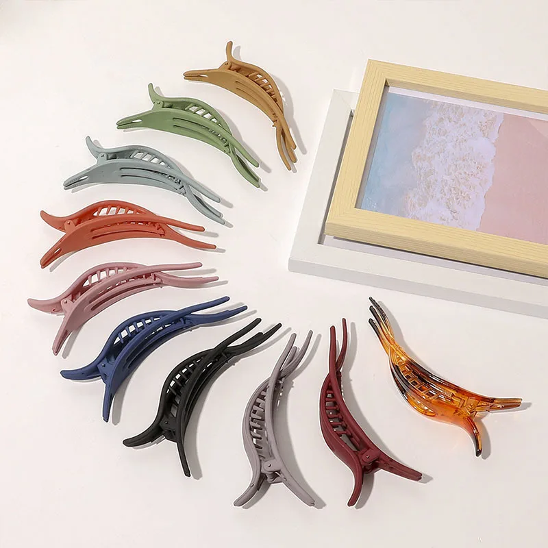 Корейский матовый акриловый большой зажим для волос однотонный элегантный