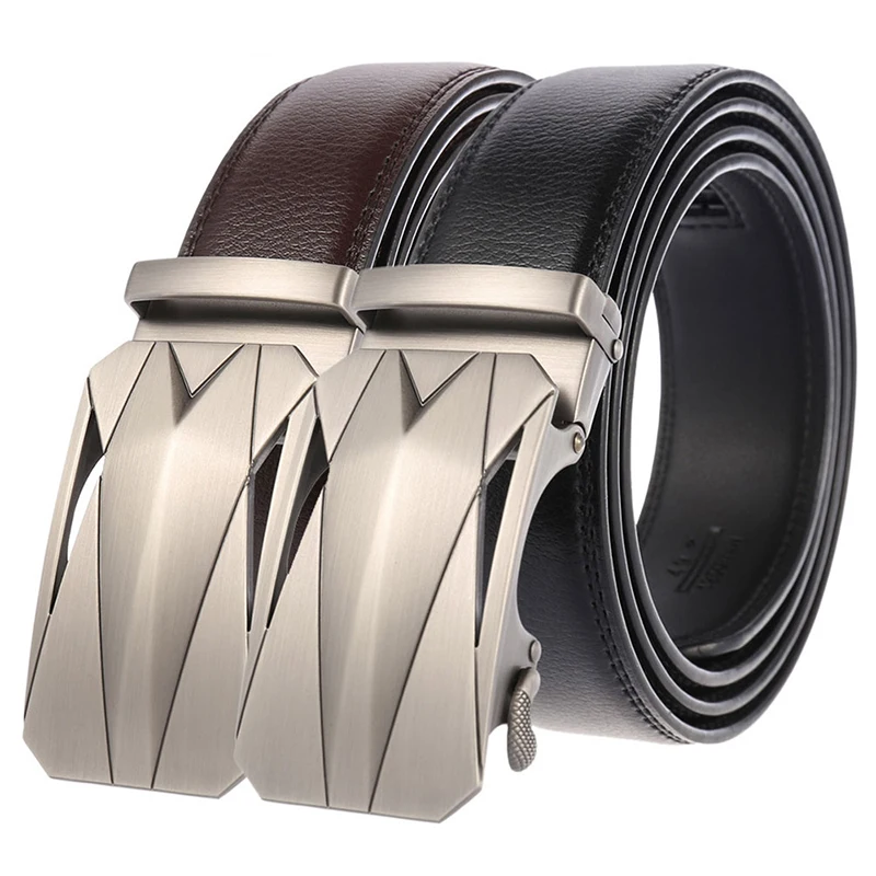 

2021 New High Quality Large Size Belts Metal Automatic Buckle Men's Belt Genuine Leather Belts 3.50cm Width Drop Shipping