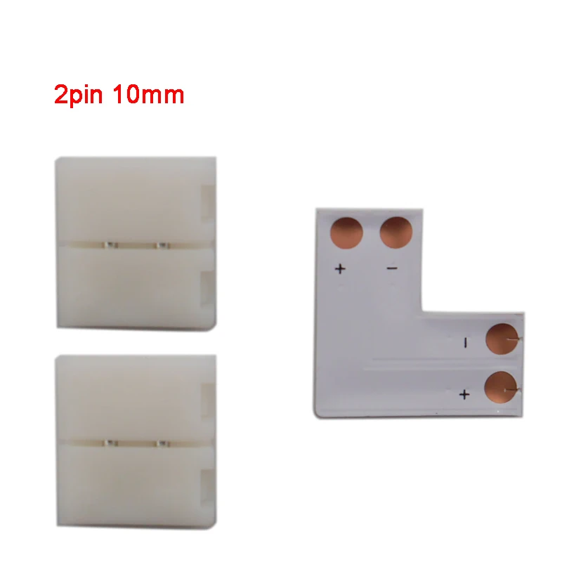 2pin 10mm Set 10 шт. 2pin 3pin 4pin 5pin 6pin l-образный светодиодный разъем для подключения угловых углов RGB RGBW RGBWW 2811 2812 5050 светодиодные ленты - Цвет: 2pin 10mm Set