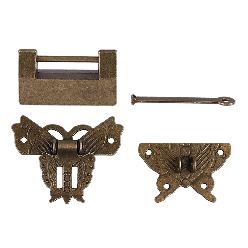 3 Set Small Vintage Lock with Key &amp Butterfly Latch Hasp Screws for Cabinet Jewelry Box Gift | Обустройство дома