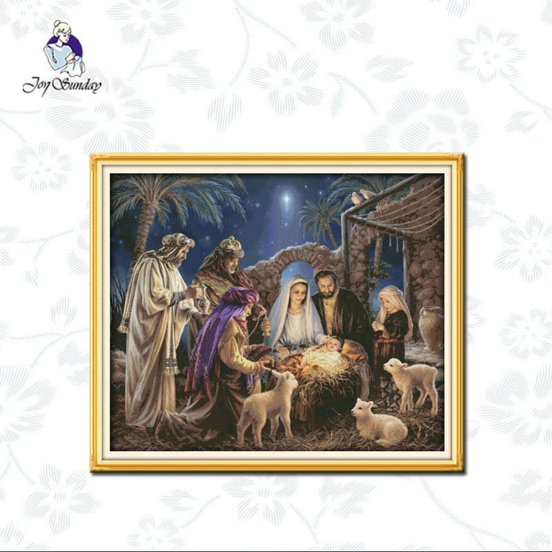 

Joy sunday,The Birth of Baby Jesus,11CT 14CT Aida Canvas Cross Stitch kits,DIY Counted Embroidery Needlework Set,Home Decoration