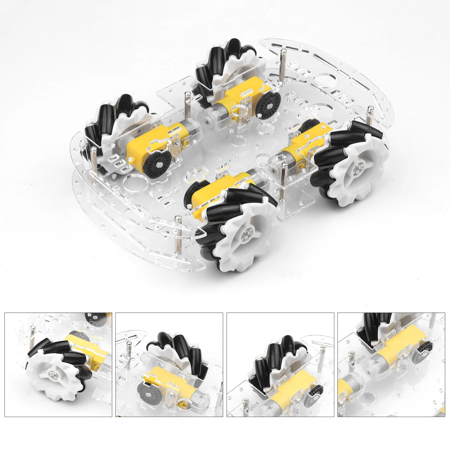 4WD Smart Car Chassis DIY Kit Omni-mobile Dual Layer Platform with 4 Omni-directional Wheels Solid Robotic | Инструменты