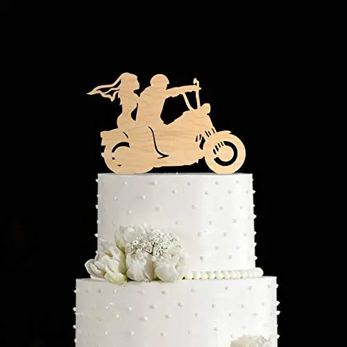 Смешной стиль деревенский деревянный Мотоцикл торт Топпер акриловый свадебный с